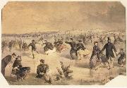 Winslow Homer Skating in Central Park oil